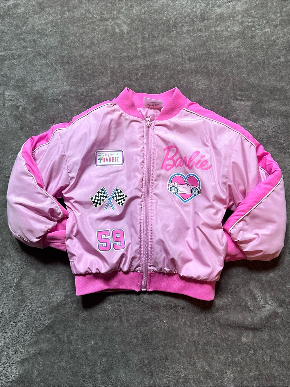 Barbie Girls 6/6X Pink Satin Bomber Jacket California Racing #59 Mattel 2025